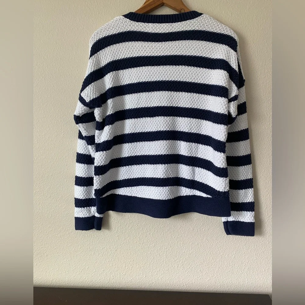 Ralph Lauren Women’s Navy&White Striped VNeck Relaxed LongSleeve Sweater Medium - Picture 16 of 16